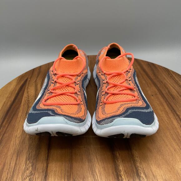 Nike Free Flyknit Shoes Womens Size 8 Orange Running Comfort Walking Gym Sneaker - Picture 2 of 8